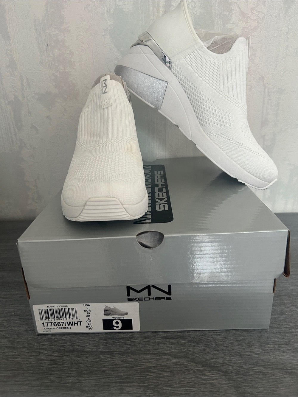 Skechers White Slip-On Wedge Sneakers